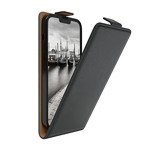EAZY CASE Hülle kompatibel mit iPhone 14 Plus Flip Cover zum Aufklappen, Handyhülle aufklappbar, Schutzhülle, Flipcover, Flipcase, Flipstyle Case vertikal klappbar, aus Kunstleder, Schwarz