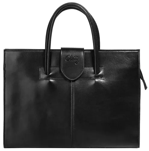 Henkeltasche CLUTY - Elegante Damen-Handtasche aus echtem Leder - Handtaschen aus hochwertigem, glänzendem Leder, Made in Italy. Ideal für Büro und Alltag mit praktischen Innenfächern und abnehmbarem Schulterriemen.