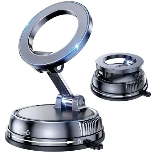 Vakuum Handyhalterung Auto Magnet, 35KG Vakuum-Saugnapf, 22 N55-Magnete | GizmoVine MagSafe Auto Halterung 360° drehbar, für Armaturenbrett und Windschutzscheibe, iPhone 17-12, Samsung & Android