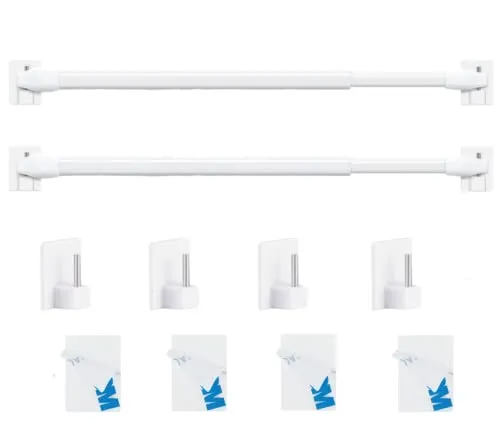 Stücks Vitragestangen Gardinenstange Ausziehbar Klemmstange für gardinen Ausziehbar Vitragestangen für Fenster Küche DIY-Projekte, 70-120CM, Weiß 2