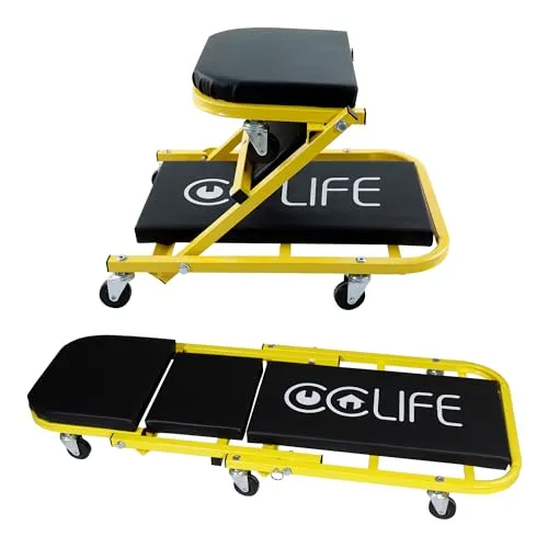 CCLIFE Werkstatt Rollbrett 2in1 - Werkstatt-Liegewagen mit ergonomischem Design, bis 150kg Tragkraft und 360° Lenkrollen für optimale Mobilität und Benutzerfreundlichkeit. Ideal für Arbeiten am und unter Fahrzeugen.