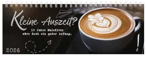 Tischquerkalender Kleine Auszeit? 2026 - Kalender für Lebenshilfe & Entspannung; Aufstellbarer Tischkalender mit 1 Woche auf 2 Seiten für gute Laune und ausreichend Platz für Notizen.