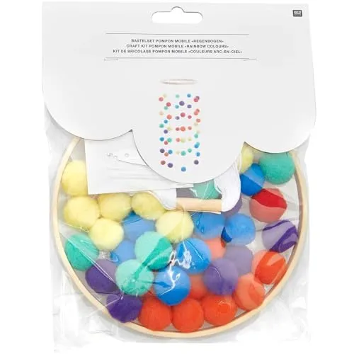 Produktbild Rico Design Bastelset Pompon Mobile für Kinder Ganzjährig Kreativset DIY Mobile Bastelspaß Pompons Bastelzubehör Kinderbasteln Kreativprojekt Basic