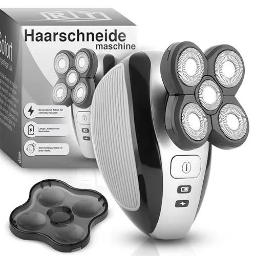 Retoo Herrenrasierer Face & Body Rasierer Herren Elektrisch IPX4 – Trimmer & Bodygroomer mit 5 Köpfen, Doppelklingen, 2h Ladezeit, 90 Min Laufzeit, USB 5V, Nass/Trocken