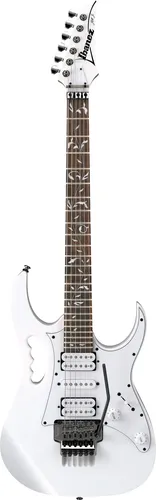 Ibanez JEMJR-WH White E-Gitarre - Gitarren mit Meranti-Korpus und Wizard Ahorn-Hals, ausgestattet mit Quantum Pickups für kraftvollen Sound und ideal für kreative Musiker.