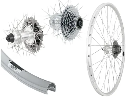 AGGRO-X 28 Zoll Alu Hinterrad mit 9 Fach Zahnkranz - Fahrrad-Laufräder, leichtes V-Profil und ideal für sportliche Fahrten mit 27 Gängen.