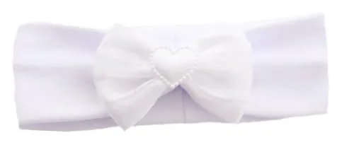 Baby Kinder Haarband Stirnband Hairband Weiß mit Schleife festlich Taufe La Bortini (0/12Mon.)