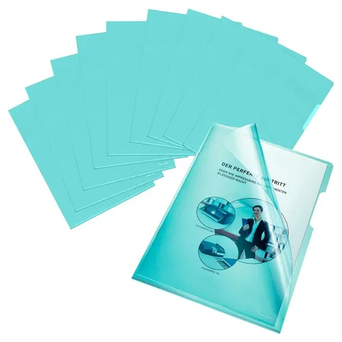 bene Sichthüllen DIN A4 blau glatt 0,15 mm - 100 Stück - Prospekt- & Sichthüllen, strapazierfähige und transparente Hüllen für optimalen Schutz Ihrer Dokumente.