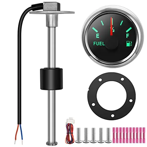 Rupse Universal Kraftstoffanzeige für Auto und Boot - Ölpumpen - Hochpräzise Tankuhr mit rostfreiem Edelstahl, 8 Hintergrundbeleuchtungsfarben und einfache Installation für verschiedene Fahrzeugtypen.