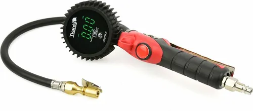 Digitale Reifenfüllpistole mit LCD-Manometer – Professionelles Aufpumpgerät für PKW- und LKW-Reifen, 0-18bar, 45 cm flexibler Schlauch, stoßfest.