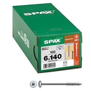 SPAX Holzbau Schrauben Tellerkopf T-Star plus WIROX 6x140 - 68 mm, perfekte Führung und kein Vorbohren nötig für sicheres Verschrauben