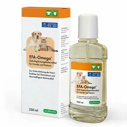 EFA-Omega 250 ml - Flüssiges Ergänzungsfuttermittel für Hunde & Katzen - Tiergesundheit: Unterstützt bei Haarausfall und sorgt für gesunde Haut und glänzendes Fell dank essentieller Omega-3-Fettsäuren.