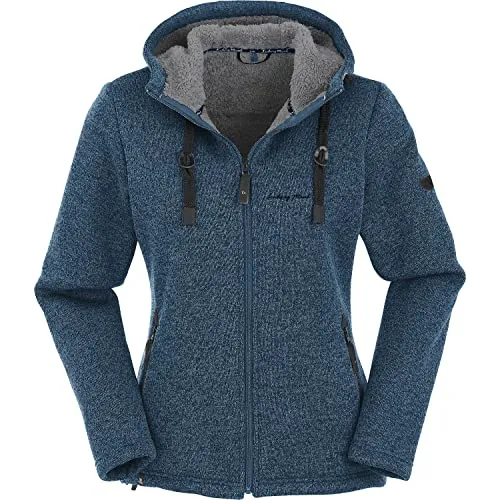 MAUL Sport Chieming - Strickfleecejacke in petrol blue - Funktionsjacke aus atmungsaktivem MDS-Fleece, ideal für Reisen und Alltag. Mit Kapuze, schnelltrocknend und warm - perfekt für aktive Damen!