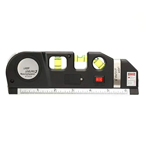 4-in-1-Laserpegelmessung,Messgerät Wasserwaage Messgerät Wasserwaage Mehrzwecklaserpegelmessung Vertikaler Horizont Punkt-/Linien-/Querlinienbandmessung 0-15 cm/0-6 Zoll