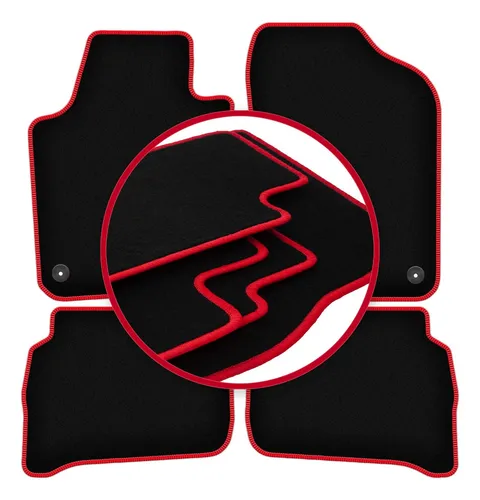 Velours-Fußmatten mit rotem Rand für Volkswagen Polo V (2009-2017)