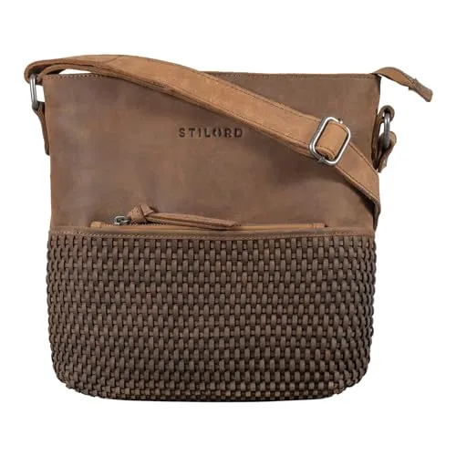 STILORD 'Liz' Damentasche geflochtenes Leder Handtasche Frauen Umhängetasche Groß Shopper Hobo Bag Elegante Schultertasche Tote Bag Vintage Flechttasche, Farbe:tarragona - braun