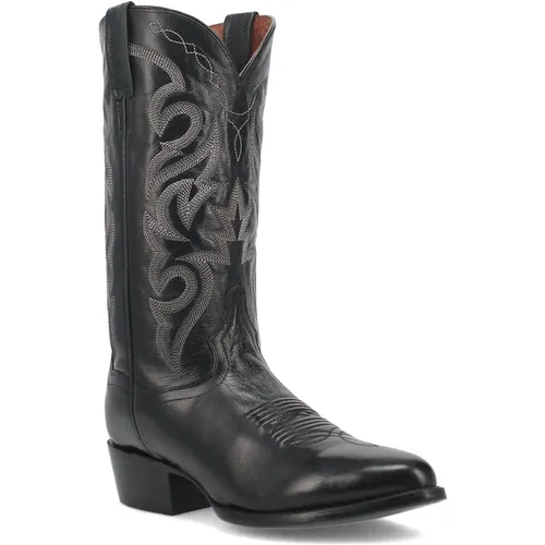 Dan Post Milwaukee Schwarz Leder Rund Western Cowboy Stiefel (USA Herren Größe)