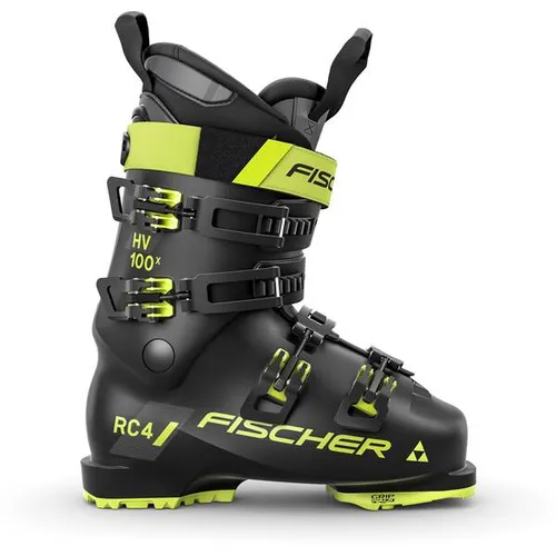 Fischer Herren Skischuhe RC4 100 HV X Black-Yellow 29 1/2 - Skischuhe für Herren, mit hoher Passform für breitere Füße, bieten optimalen Komfort und Kontrolle auf der Piste.