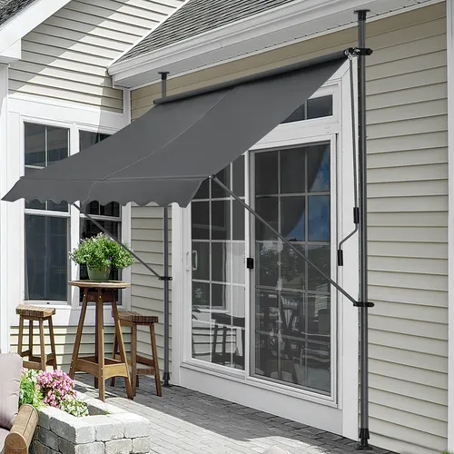 pro.tec Klemmmarkise Grau – Flexibler Sonnen- & Sichtschutz - Außenanbau: Die pro.tec Klemmmarkise bietet perfekten Sonnenschutz ohne Bohren, ist schnell aufbaubar und in der Höhe von 220 bis 309 cm verstellbar.