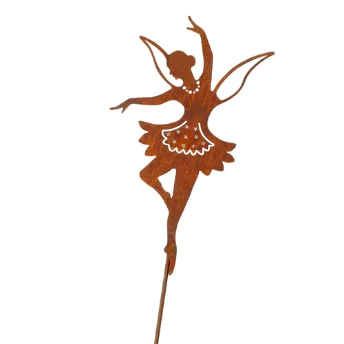 Lünemann Gartenstecker Fee tanzend kurzes Kleid 35x20 cm Edelrost