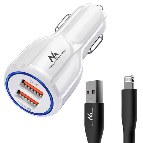 Autoladegerät Schnellladegerät KFZ-Ladegerät 2xUSB 30 W Weiß