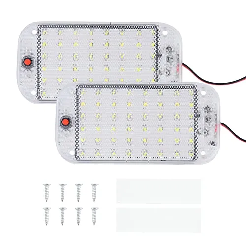 Kikuo Auto Innen Beleuchtung, 48 LEDs 12V - 85V LED Leiste mit ON/OFF Schalter, Auto Innenleuchte Leselampe Leuchtstofflampe für Wohnmobil Van Bus Caravan Boat Küche (2pcs)