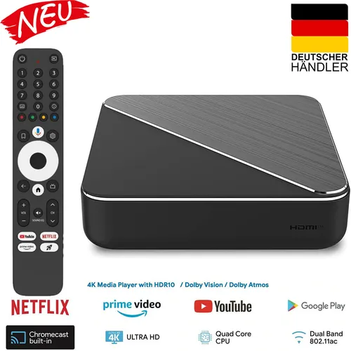 Dune HD Homatics Box R 4K Plus - Android TV 11 Media Player - Internet-TV & Media Streamer mit Dolby Vision, 2160p Auflösung und Quad-Core Prozessor für beeindruckende Bild- und Tonqualität.