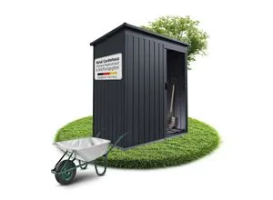 Juskys Metall Geräteschuppen S – Dunkelgrau, wetterfest & abschließbar