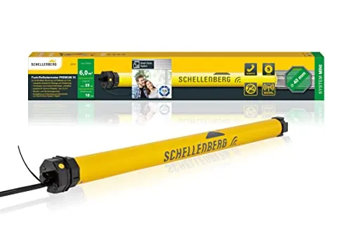 Schellenberg Funk-Rolladenmotor Premium 10 Nm Mini - Fensterdrapierung mit Funk-Rolladenmotor für einfache Bedienung per Funk, App oder Sprachbefehl. Wartungsfrei und laufruhig, ideal für Rolläden bis 25 kg.
