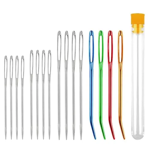 iCovalescent 16 Pcs Large-Eye Needles, Tapestry Needle, Darning Needle, Crochet Needles, Wool Needles for Sewing Up Knitting for Crochet DIY Crafts