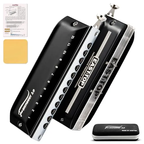 EAST TOP FORERUNNER 2.0 Chromatische Mundharmonika - Mundharmonika für Erwachsene und Anfänger mit transparentem ABS Kamm und Edelstahlabdeckungen für einen reicheren Klang. Ideal für unterwegs dank kompakter Größe.