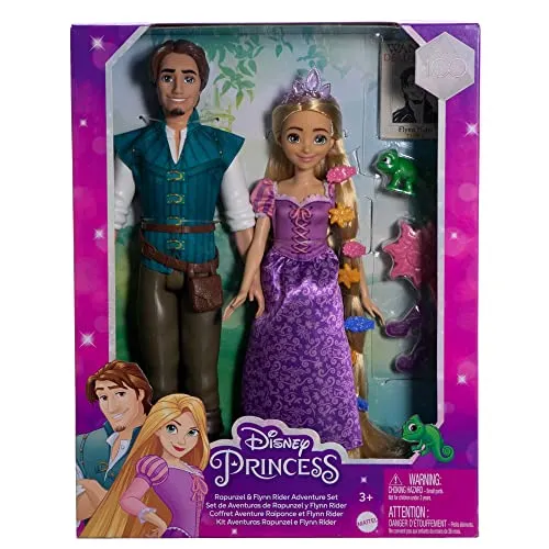 Disney Prinzessinnen Abenteuer-Set 2 Puppen Rapunzel und Flynn Rider Höhe 30 cm - Mehrfarbig - 100 Jahrestag - HLW39