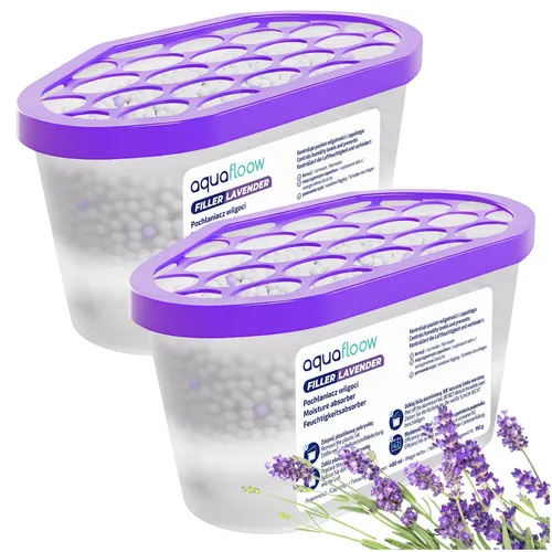 2x AquaFloow Luftentfeuchter 400ml Lavendel Feuchtigkeitsabsorber bis 9 m³ AF61