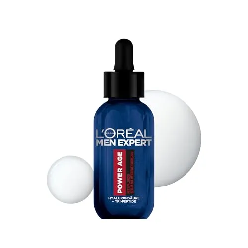 L'Oréal Men Expert Hyaluron Serum für Männer - Hochdosiertes Gesichtsserum mit Hyaluronsäure für intensive Feuchtigkeit und sichtbare Faltenreduktion. Ideal für müde und matte Haut, für alle Hauttypen geeignet.