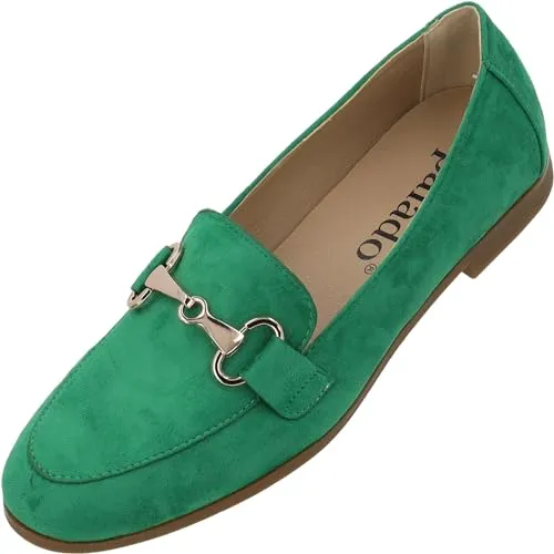 Palado Loafers Damen Sulva – elegante Halbschuhe - Slipper im zeitlosen Design - modische Sommerschuhe - für Business und Freizeit grün UK8 - EU41