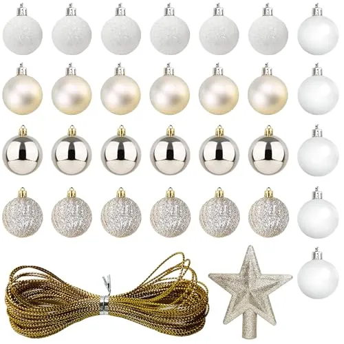 Stück Weihnachtskugeln 3cm mit Aufhänger, Champagner und Rosa Weihnachtskugel Plastik Weihnachtsdeko Kugeln Weihnachtsbaumkugeln für Baumkugeln Anhänger Mini Baumschmuck Weihnachten 30