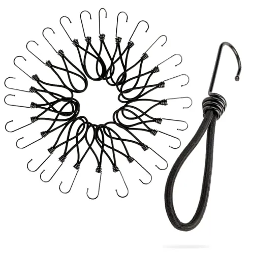 Brevanza 25 Stück Expander mit Haken, Spanngummi mit Haken, Gummispanner, Gummi Expander Set, Spanner mit Haken, Expanderhaken, Expanderschlingen, Planenspanner für Outdoor oder Ladungssicherung