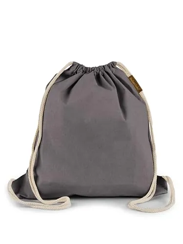 Naturstube® Baumwoll Stoffbeutel Turnbeutel Anthrazit, Sportbeutel Zuziehbeutel Gymsack Sack Jute Schule Rucksack