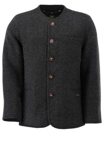 OS Trachten Trachtenjanker Regular Fit Bride in Anthrazit, Größe 54 - Elegante Trachtenjacke für Herren mit V-Ausschnitt und 3 Paspeltaschen, ideal für festliche Anlässe und sorgt für einen stilvollen Auftritt.