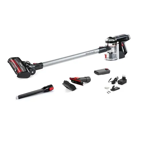 Genius Invictus X9 Set 13-TLG 2in1 Akku-Staubsauger - Moderne Staubsauger-Technologie mit 380W, leistungsstarkem Lithium-Ionen Akku und bis zu 35 Minuten Laufzeit. Ideal für gründliche Reinigung aller Bodenarten und platzsparend dank Selbststehfunktion.