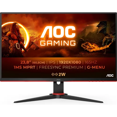 AOC 24G2SPAE - 23,8 Zoll FHD IPS Gaming Monitor mit 165Hz, ultraschneller Reaktionszeit und schlankem Design für ein immersives Spielerlebnis