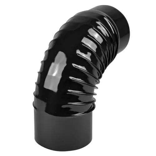 raik ESH037-130-sw Rauchrohrbogen/Ofenrohrbogen Emaille 130mm - 90° Bogen gerippt Schwarz
