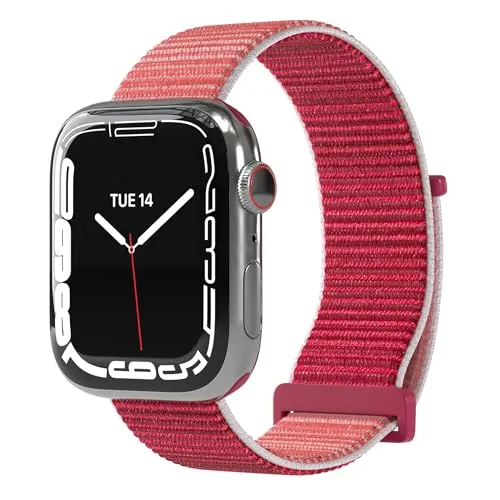 EAZY CASE Armband für Apple Watch 44mm / 45mm / 46mm / 49mm verstellbares Ersatzarmband aus Nylon Sport Loop kompatibel mit Apple Watch Serie 11 10 9 8 7 6 5 4 3 2 1 SE für Damen/Herren Rosa