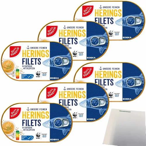 Gut&Günstig Heringsfilets in Senfcreme mit Dillspitzen 6er Pack 6x200g Packung
