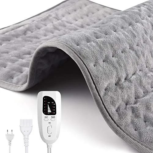 ZOOYAUE Heizkissen 76x40 cm XL, 6 Stufen, Abschaltautomatik | Wärmekissen elektrisch, weicher Mikrofaser-Flanell, maschinenwaschbar, 2,1m Kabel, Grau