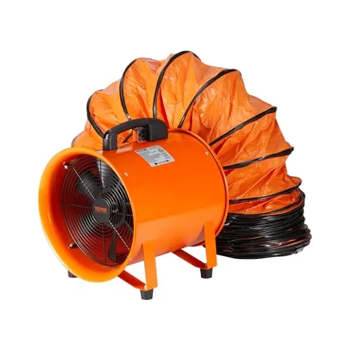 VEVOR Bauventilator 367-W-AC-Motor Baugebläse 2800 U/min Baulüfter Gebläse 2574 CFM (4373 m3/h) Axiallüfter mit 10 m Schlauch Axialgebläse 79 dB Geräuschpegel Industrielüfter