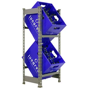 SimonRack Getränkekistenregal – 2 Kästen Flaschenregal in Grau - Lagersystem für Garagen, schraubenlos montierbar und stabil, ideal für die Aufbewahrung von Getränkekisten mit einer Tragfähigkeit von 100 kg pro Regalboden.