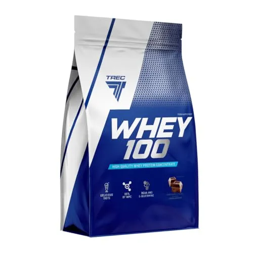 Trec Nutrition WHEY 100 900g Chocolate - Molkenproteine mit hervorragender Löslichkeit und vollem Aminosäureprofil, ideal für intensives Training und Muskelwachstum.