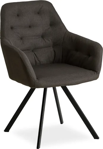 Homestyle4u Esszimmerstuhl Anthrazit – Bequemer Polsterstuhl mit Armlehnen - Moderner Esszimmerstuhl in Anthrazit, gepolstert mit hochwertigem Leinenstoff und stabilen Metallfüßen. Ideal für gemütliche Essensrunden und vielseitig kombinierbar.