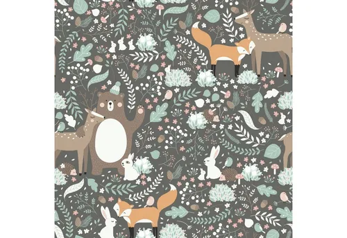 Kindertapete MARBURG, Tiere Motiv in grün, grau, braun – 0,53m x 10,05m - Hochwertige Vliestapete mit tierischem Motiv, ideal für Kinderzimmer. Dimensionsstabil und lichtbeständig, leicht zu verarbeiten und restlos abziehbar. Made in Germany von Marburger.